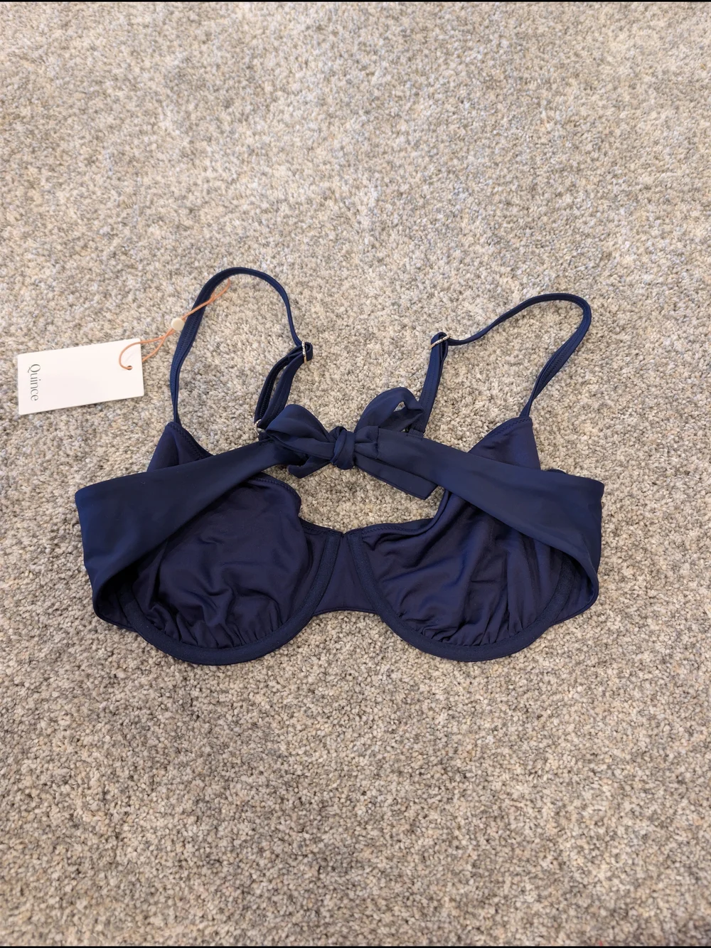 Quince Italian Demi Bikini Top XL Navy Blue NWT